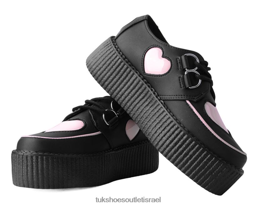 T.U.K. Footwear הַנעָלָה נשים heart viva mondo creeper JBPR107 שחור/ורוד