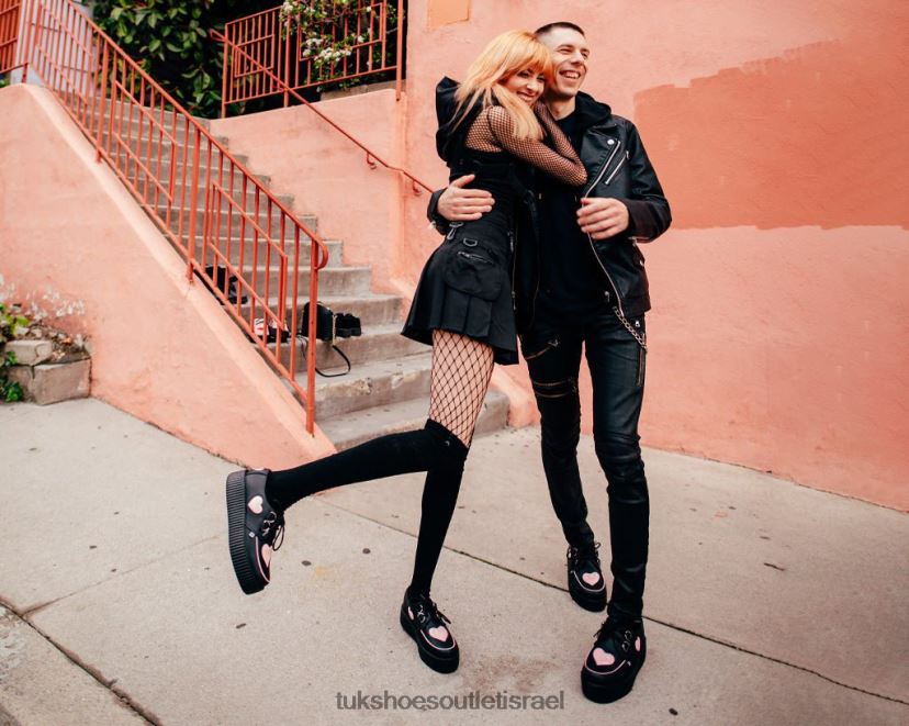 T.U.K. Footwear הַנעָלָה נשים heart viva mondo creeper JBPR107 שחור/ורוד