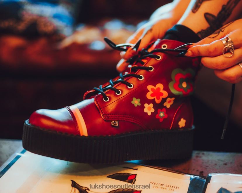 T.U.K. Footwear הַנעָלָה נשים מגף lindsee bee mondo JBPR127 בורדו