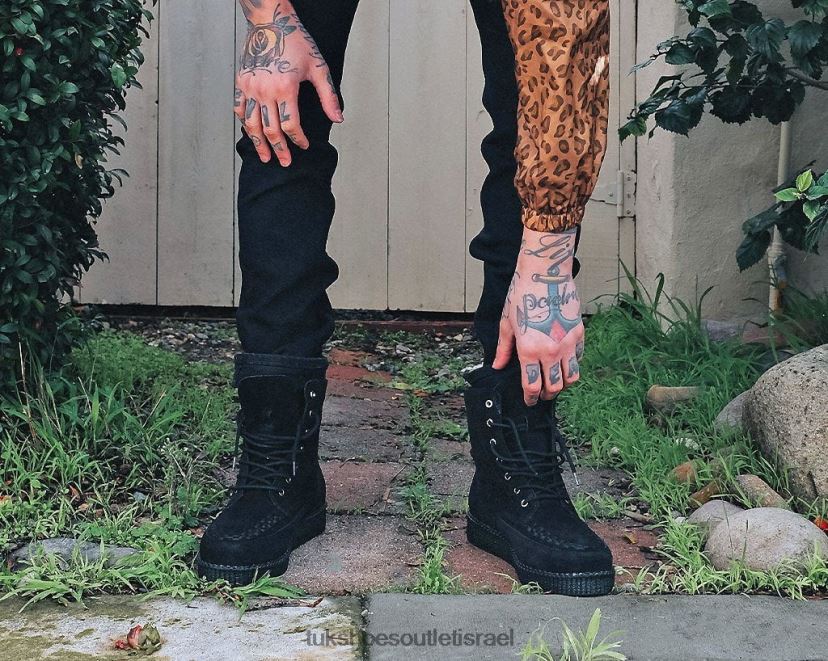 T.U.K. Footwear הַנעָלָה נשים מגף נמוך של viva 7 עיניים זמש JBPR224 שָׁחוֹר