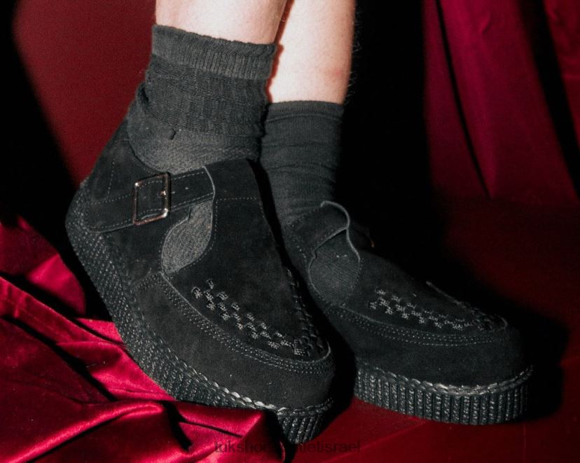 T.U.K. Footwear הַנעָלָה נשים סנדל נמוך של viva זמש מזויף JBPR104 שָׁחוֹר