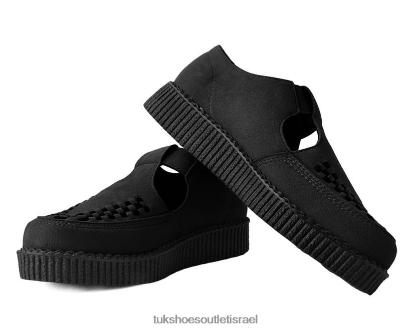 T.U.K. Footwear הַנעָלָה נשים סנדל נמוך של viva זמש מזויף JBPR104 שָׁחוֹר